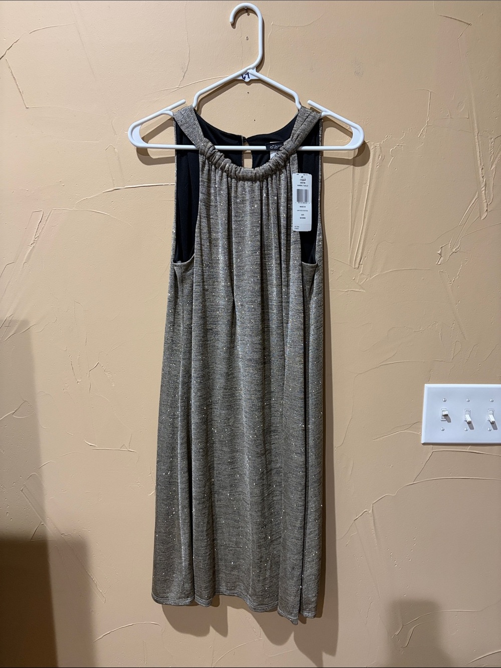 NWT S. Levine Petite Metallic Halter Dress